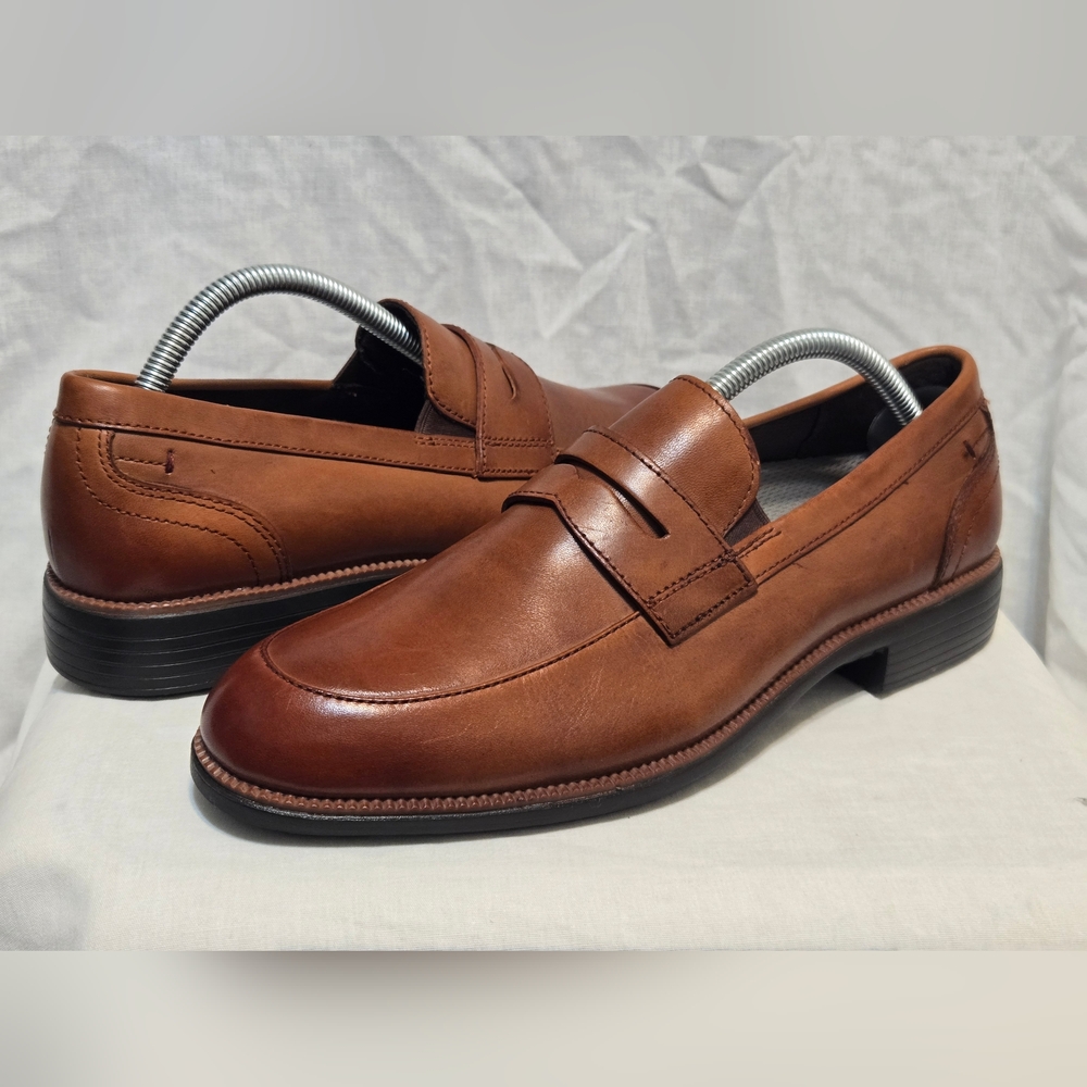 Rockport Shoes Mens Sz 8.5 Brown Leather Loafers Slip On TruTech Comfort Dress